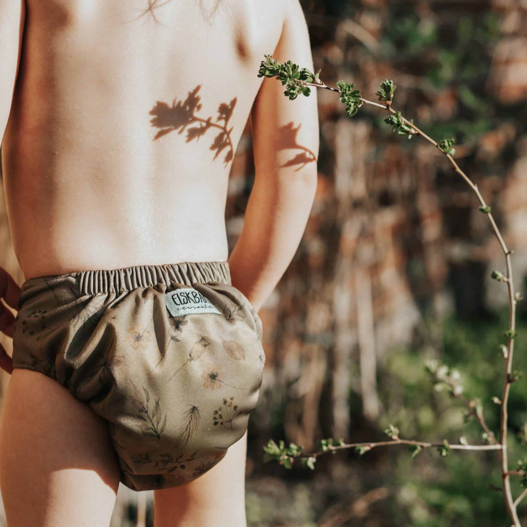 cloth diaper wildflowers outside
