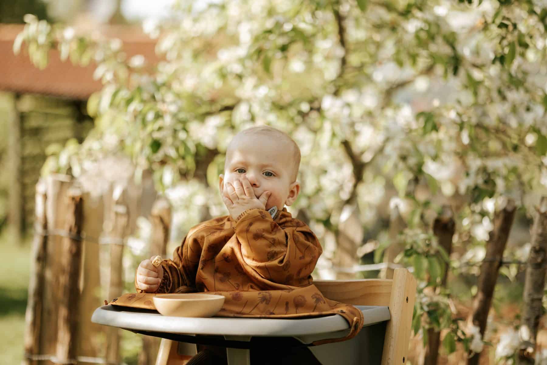 Langærmet hagesmæk til bord - Dandelions